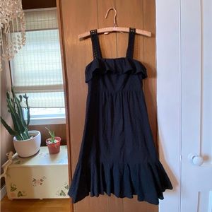 Black eyelet midi dress